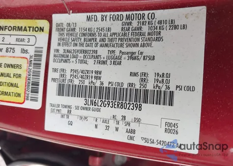 2014 Lincoln Mkz из США, поврежденный, VIN 3LN6L2G93ER802398